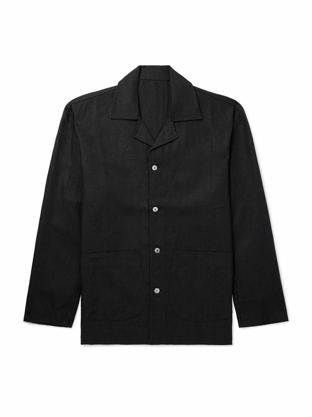 Photo: Stòffa - Camp-Collar Linen-Canvas Overshirt - Black