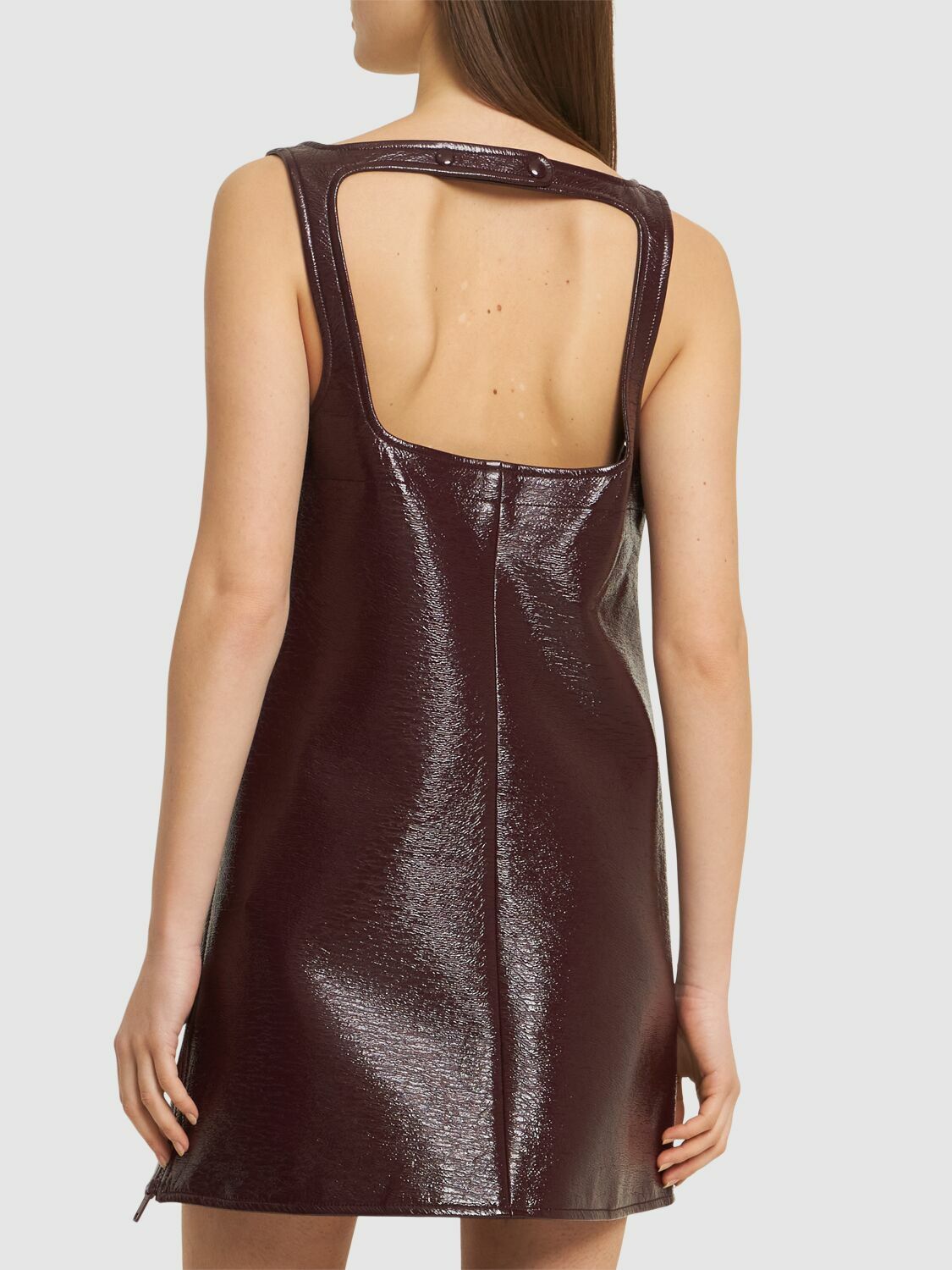 knee length dresses for ladies Vinyl Mini Dress with Zipper, Pink Vinyl Dress, Nude Vinyl Dress   3wishes.com