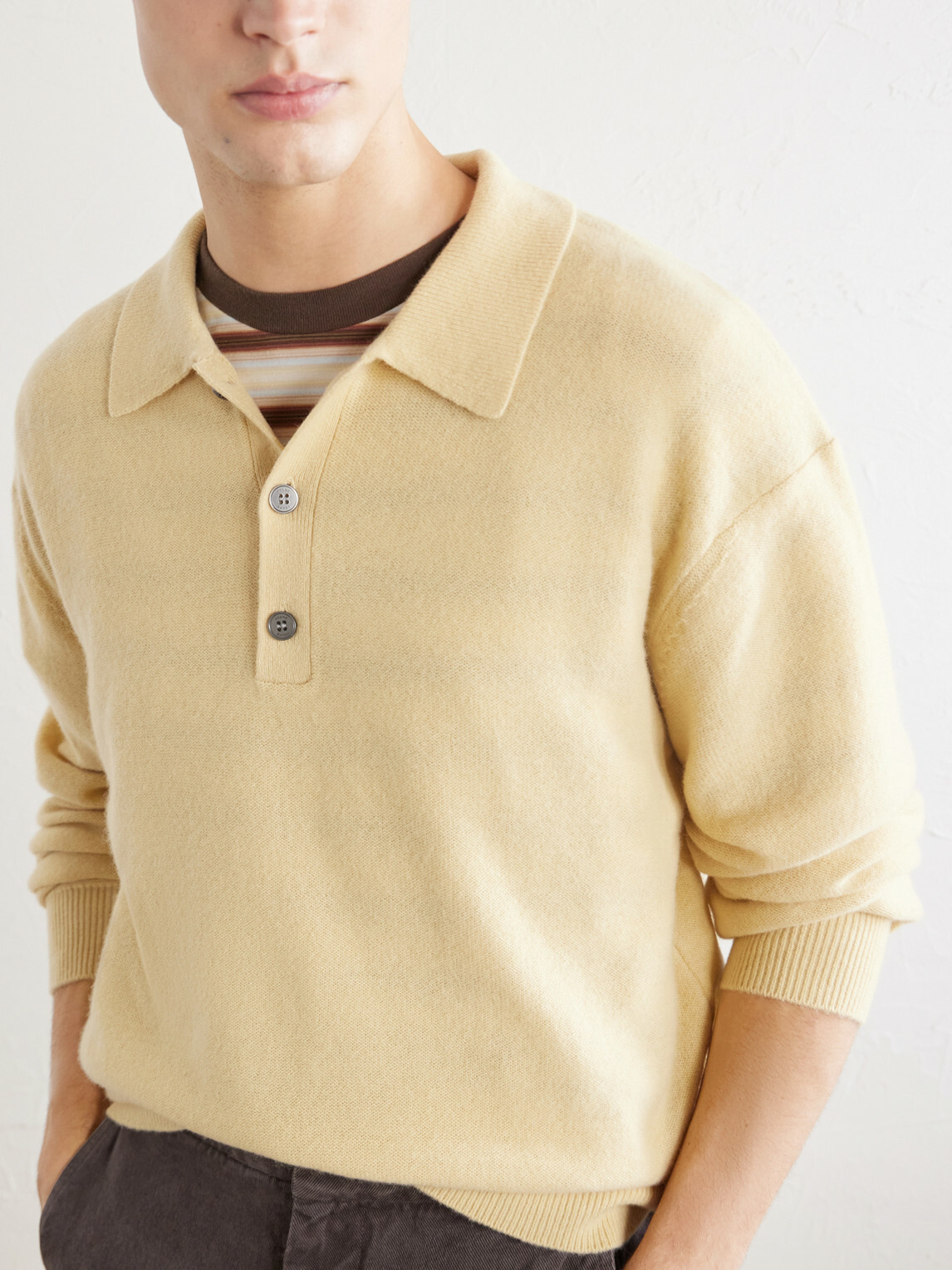 FRAME - Wool Polo Sweater - Yellow