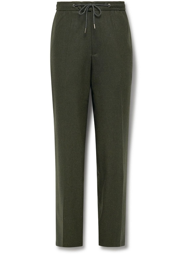 Photo: Richard James - Straight-Leg Wool-Flannel Drawstring Suit Trousers - Green