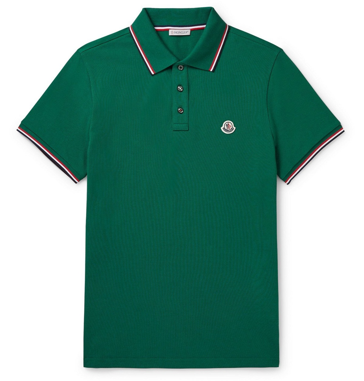 Moncler - Contrast-Tipped Cotton-Piqué Polo Shirt - Green Moncler