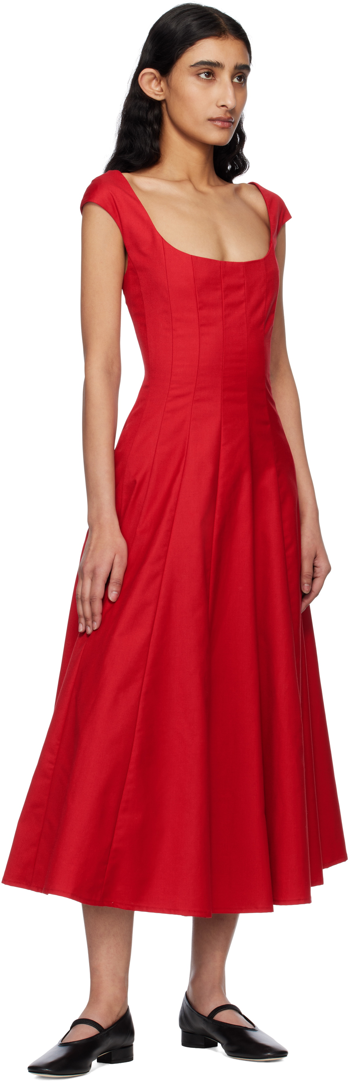 GUIZIO Red Leila Midi Dress