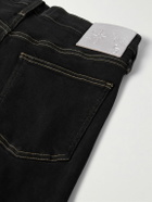 LOST DAZE - Off-World Slim-Fit Flared Distressed Appliquéd Embroidered Printed Jeans - Black