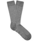Ermenegildo Zegna - Textured Mélange Stretch Cotton-Blend Socks - Gray