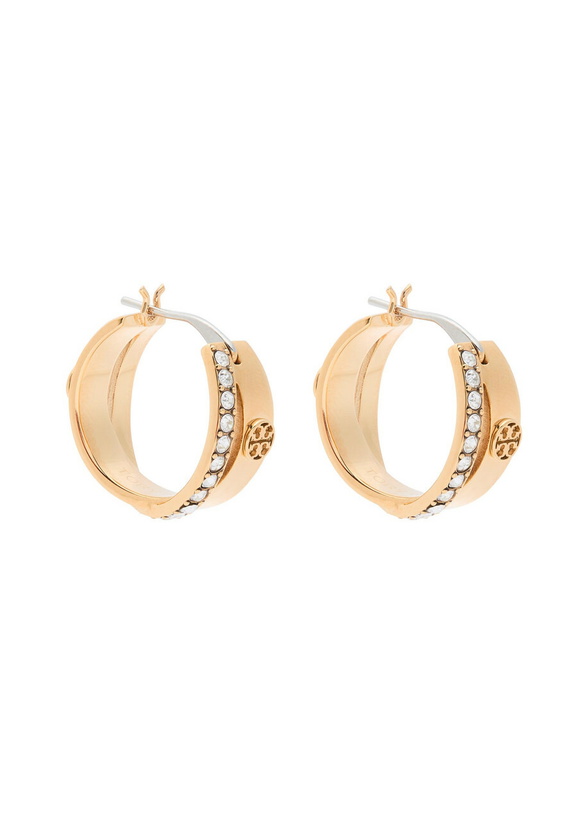Photo: Tory Burch Icon Pavé Double-hoop 18kt Gold-plated Hoop Earrings - One Size