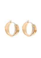 Tory Burch Icon Pavé Double-hoop 18kt Gold-plated Hoop Earrings - One Size