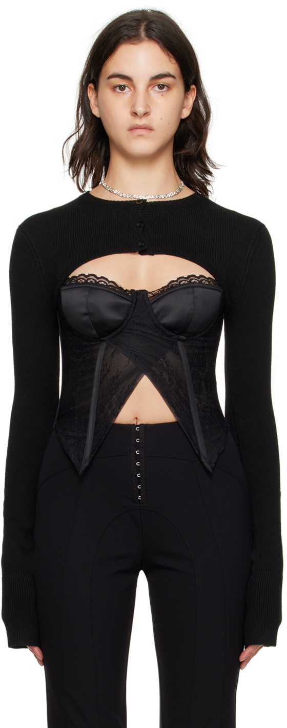GUIZIO Black Micro Cardigan