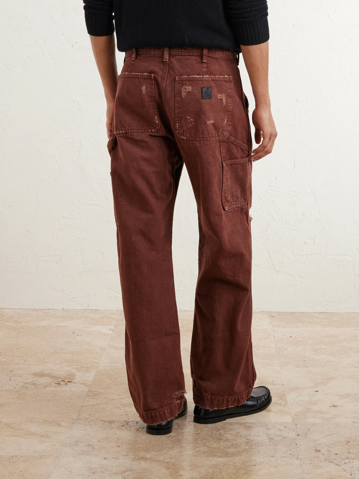 Enfants Riches Déprimés - Paint Straight-Leg Distressed Cotton-Canvas Trousers - Brown