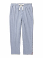 Orlebar Brown - Alex Tapered Striped Cotton-Blend Seersucker Drawstring Trousers - Blue