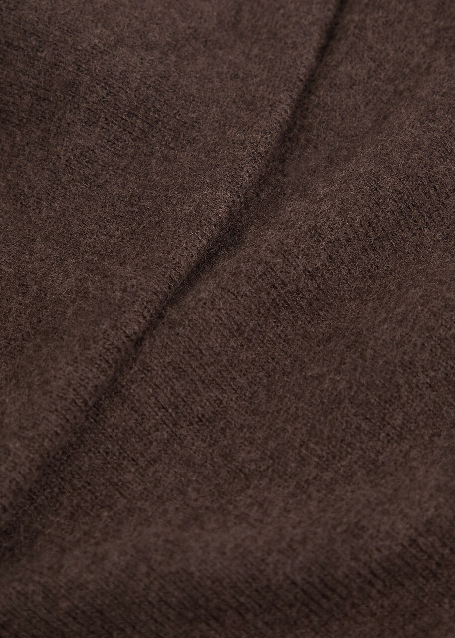 Reformation Elio Off-the-shoulder Knit top Dark Brown