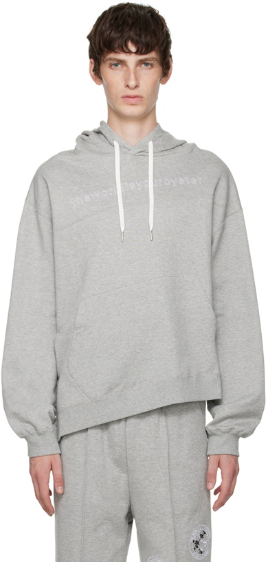 Photo: The World Is Your Oyster Gray Embroidered Hoodie