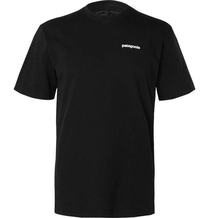 Photo: Patagonia - P-6 Logo Responsibili-Tee Printed Cotton-Blend Jersey T-Shirt - Black