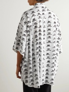 Balenciaga - Oversized Logo-Print Crepe Shirt - White