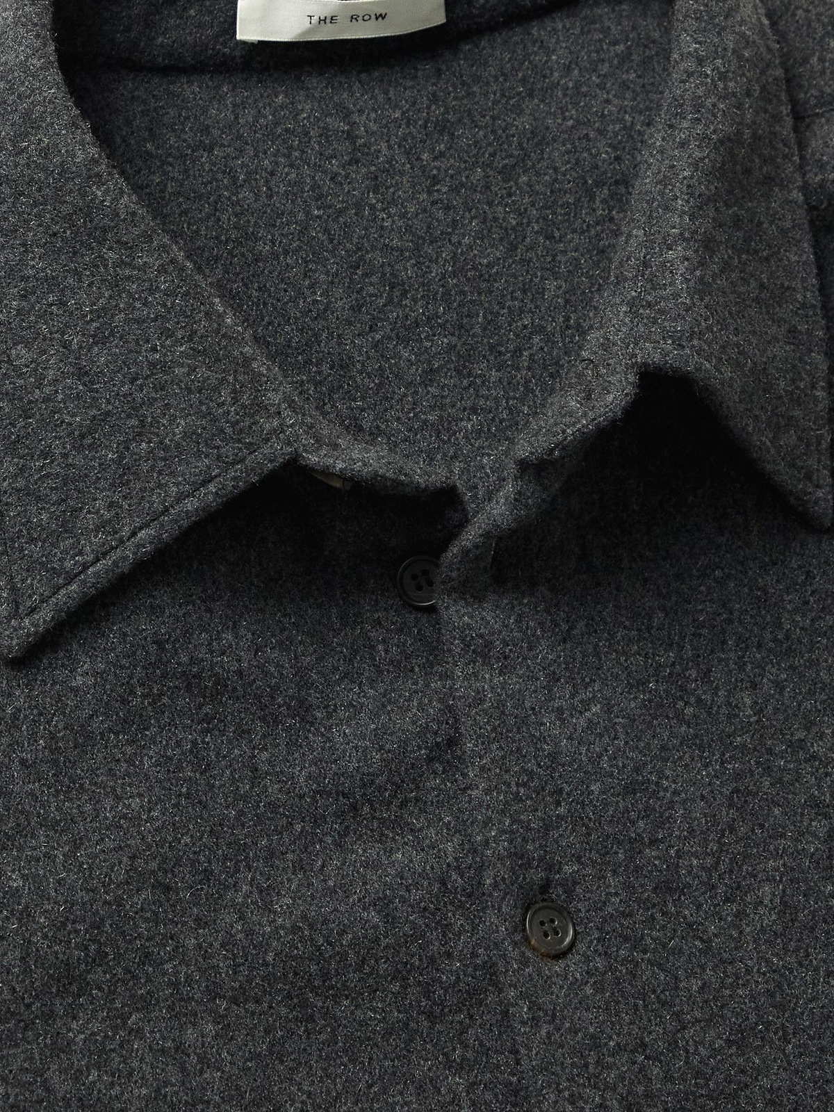 The Row Lukrecio Stretch Cashmere Blend Flannel Shirt Gray The Row