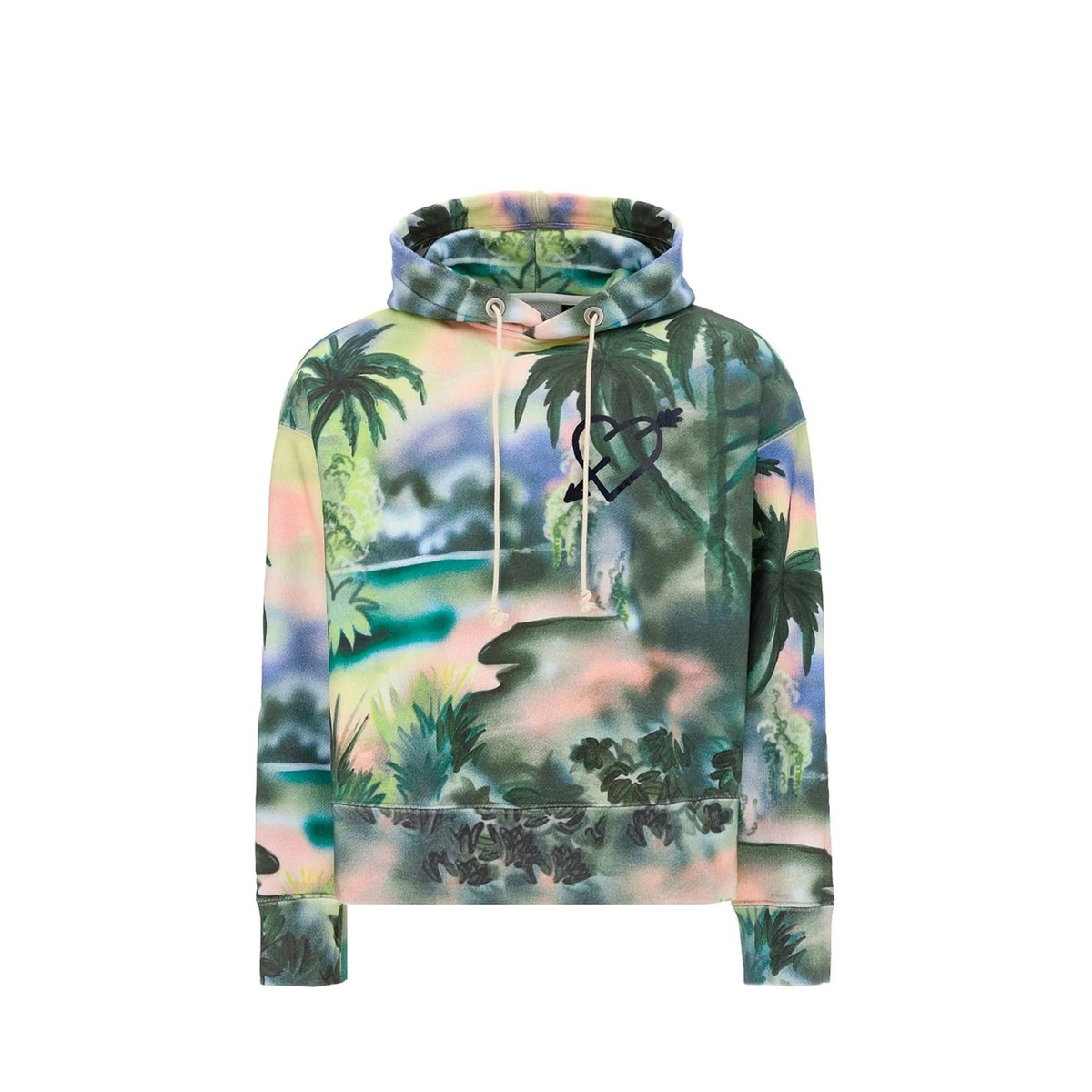 Palm Angels Men's Red Lips Popover Hoody in Butter/Black
