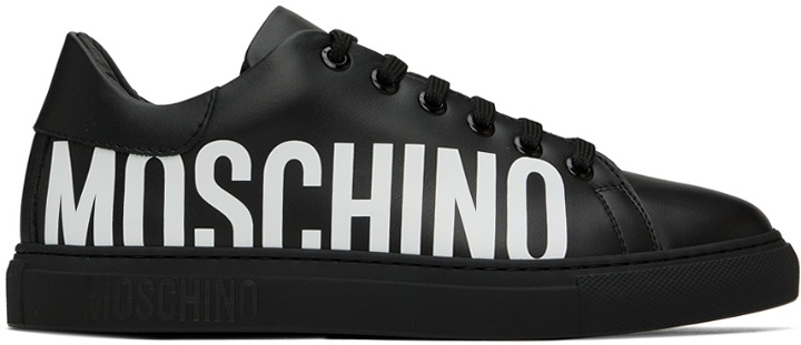 Photo: Moschino Black Printed Sneakers