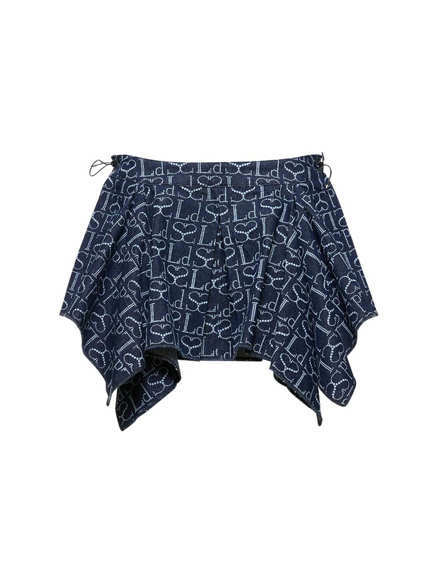 Photo: LUDOVIC DE SAINT SERNIN - Monogram Logo Ruffled Denim Mini Skirt