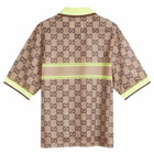 Gucci Men's GG Monogram Logo Polo in Beige