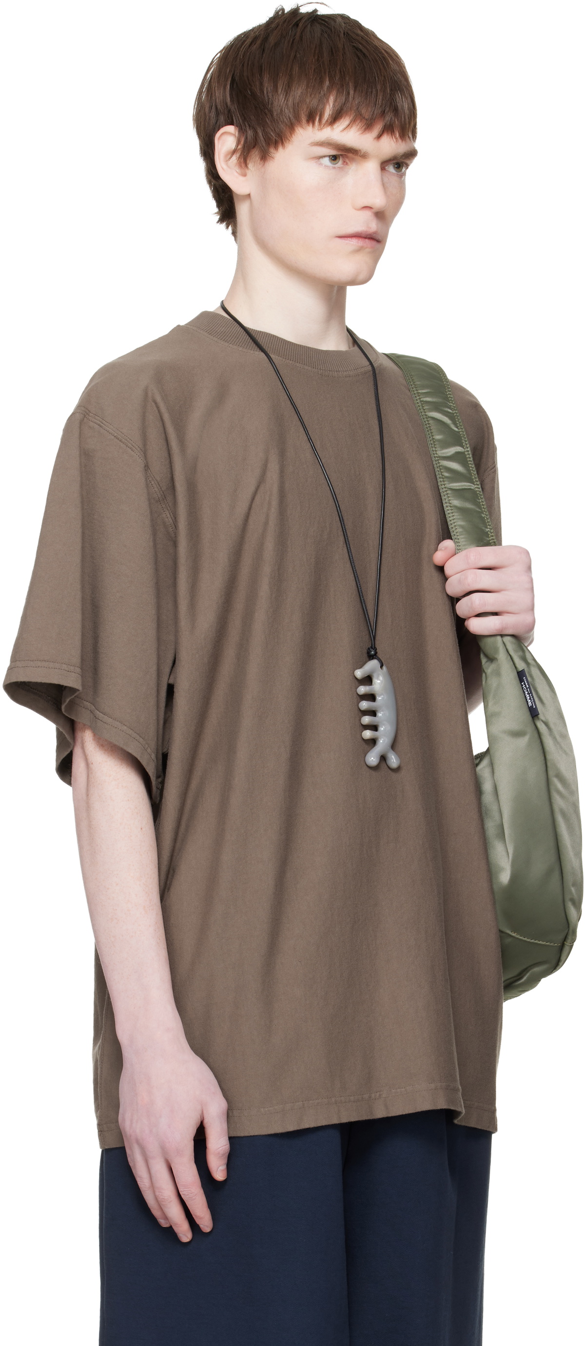 Hed Mayner Taupe Embroidered-Logo T-shirt