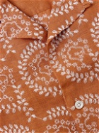 Portuguese Flannel - Nature Convertible-Collar Embroidered Linen Shirt - Orange