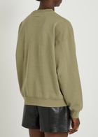 Anine Bing Trenton Logo-appliquéd Cotton Sweatshirt Green