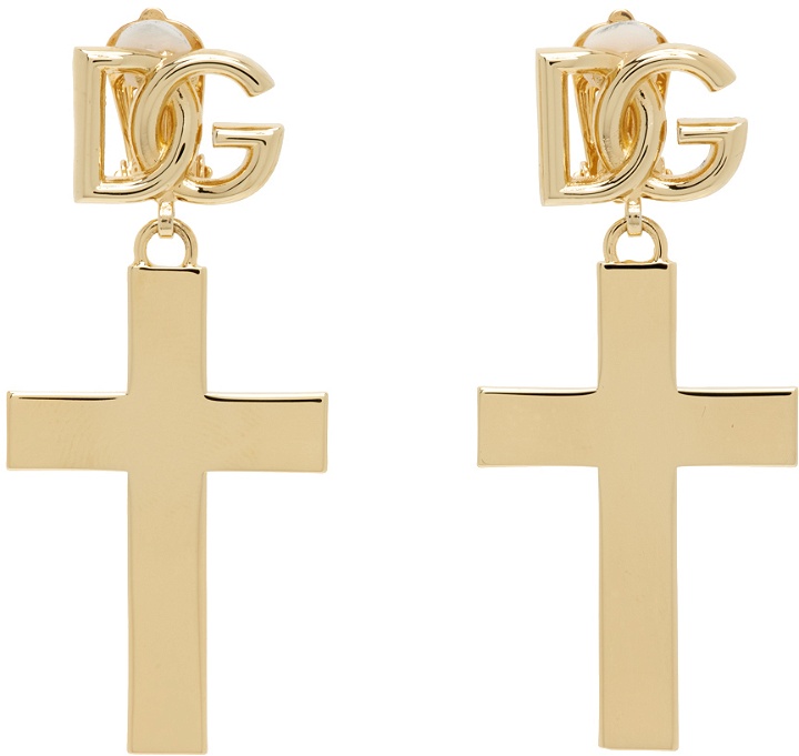 Photo: Dolce&Gabbana Gold Cross Earrings