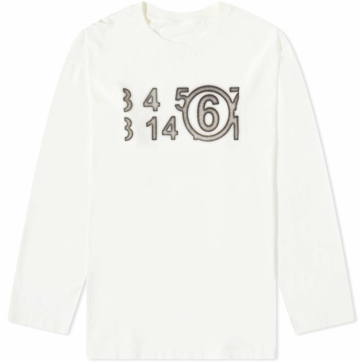 Photo: Maison Margiela Men's Number Logo Long Sleeve T-Shirt in Off White