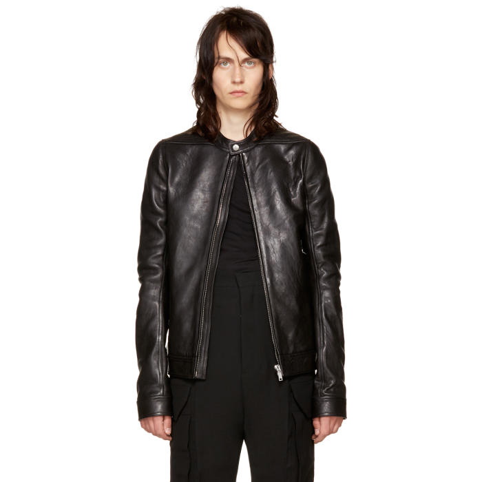 Photo: Rick Owens Black Leather Intarsia Jacket