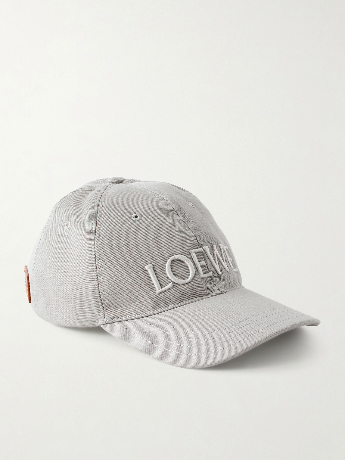 LOEWE - Leather-Trimmed Cotton Baseball Cap - Gray