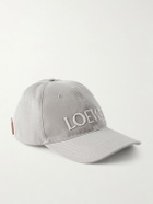 LOEWE - Leather-Trimmed Cotton Baseball Cap - Gray