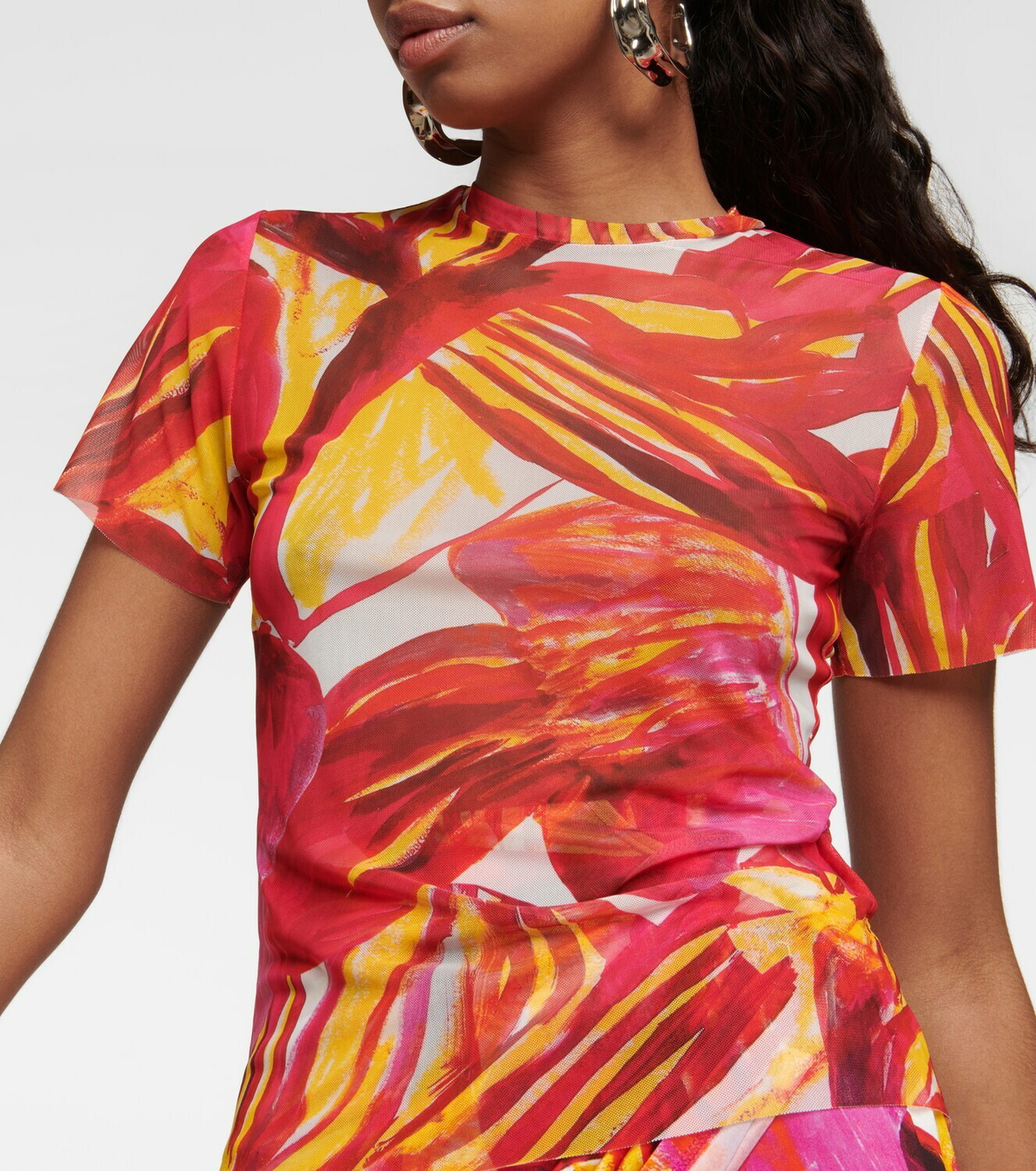 Beach Tee Printed Top in Red - Louisa Ballou