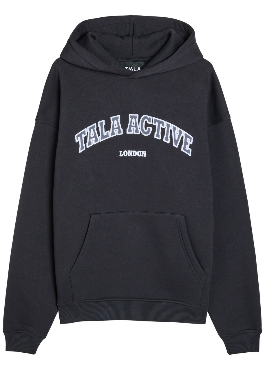Tala Logo-embroidered Hooded Cotton-blend Sweatshirt Navy
