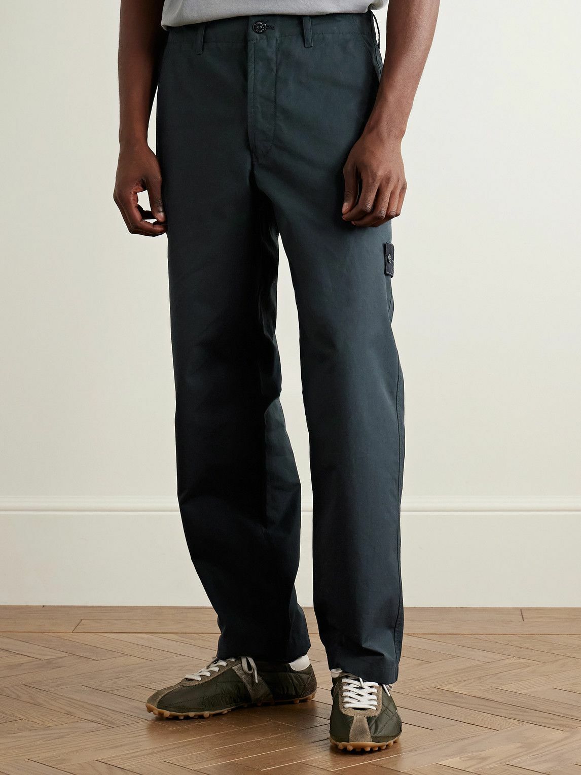 Stone Island - Ghost Straight-Leg Logo-Appliquéd Organic Cotton Chinos - Blue
