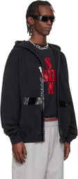 VETEMENTS Black Taped Zip-Up Hoodie