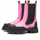 GANNI Women's Cleated Mid Chelsea Boot in Cyclamen