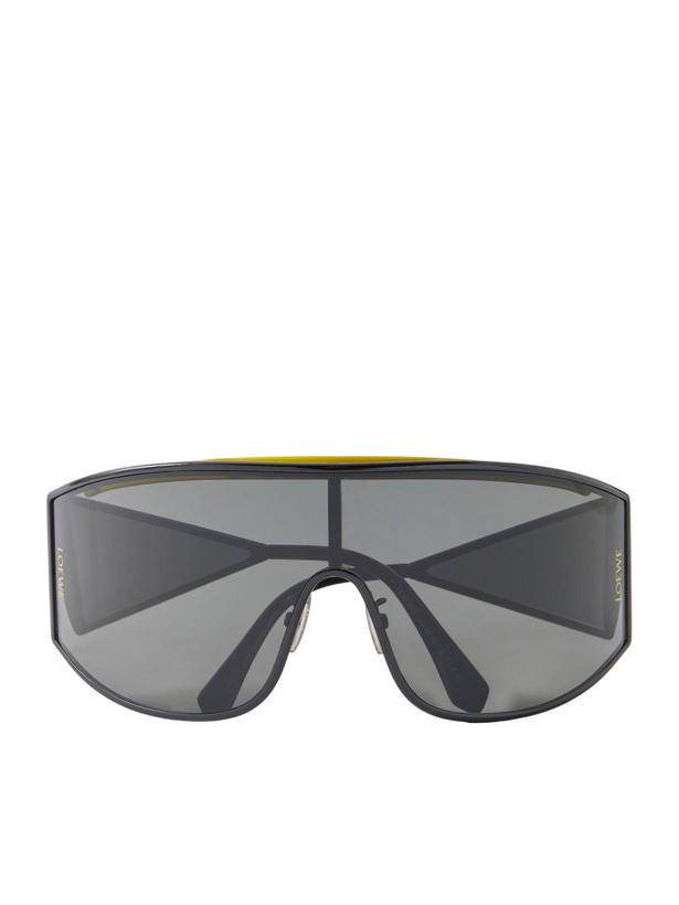 Photo: LOEWE - Speed Shield Aviator-Style Metal Sunglasses - Black
