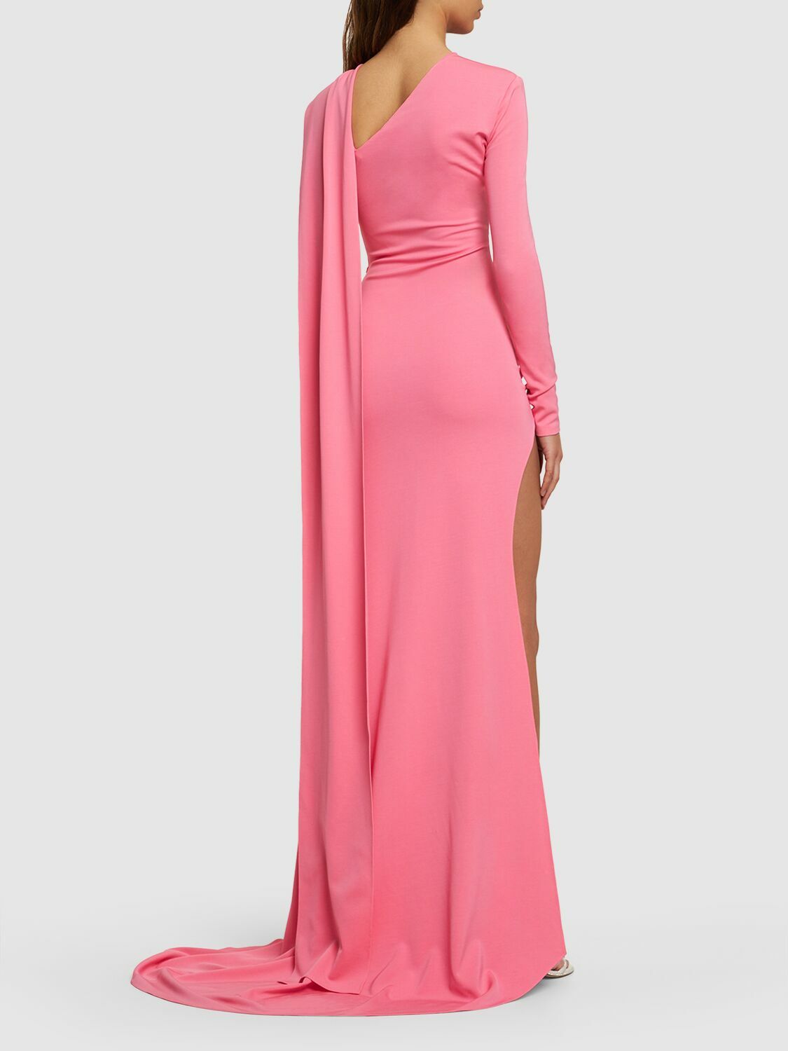 DAVID KOMA - Ruched Jersey One-sleeve Gown W/ Knots David Koma