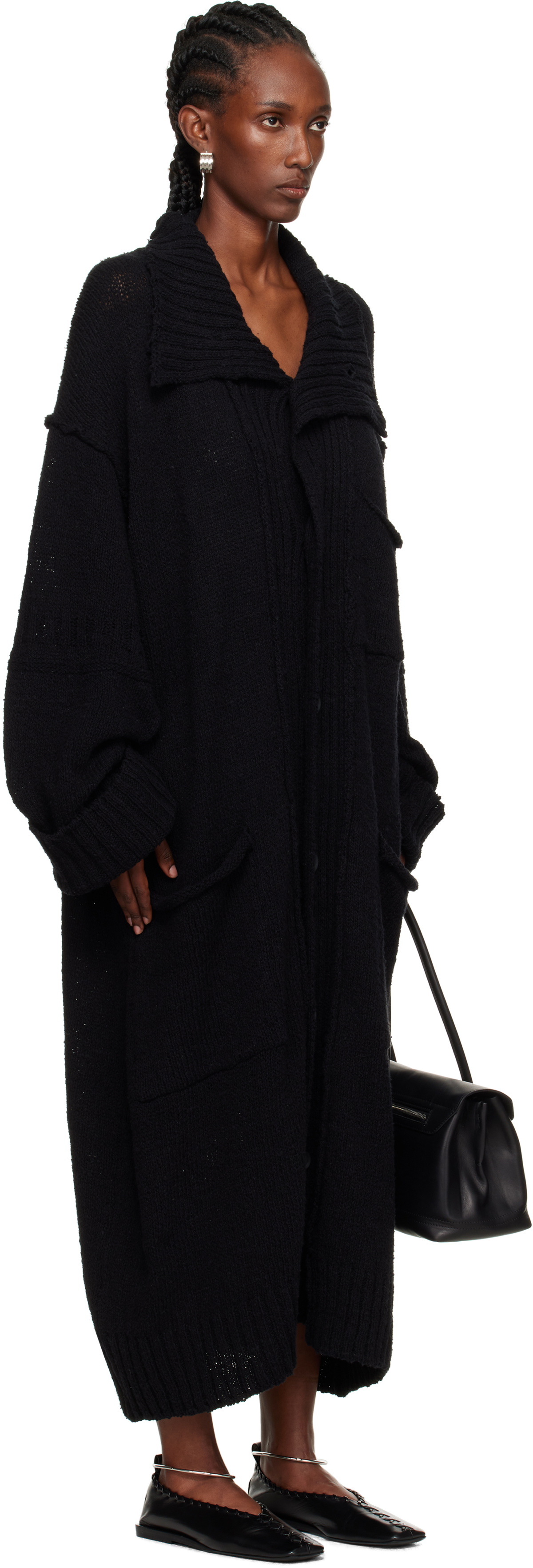 YOHJI YAMAMOTO Black Plain Stitch Pocket High Neck Cardigan