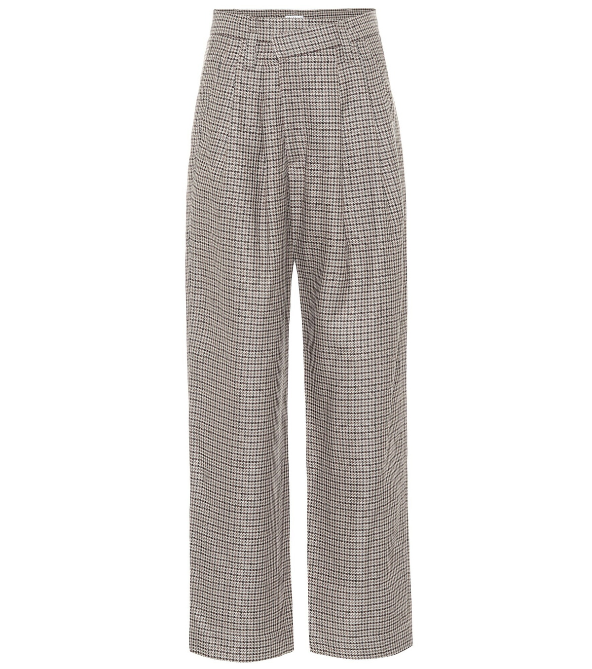 Brunello Cucinelli - Checked linen, wool and silk wide-leg pants ...