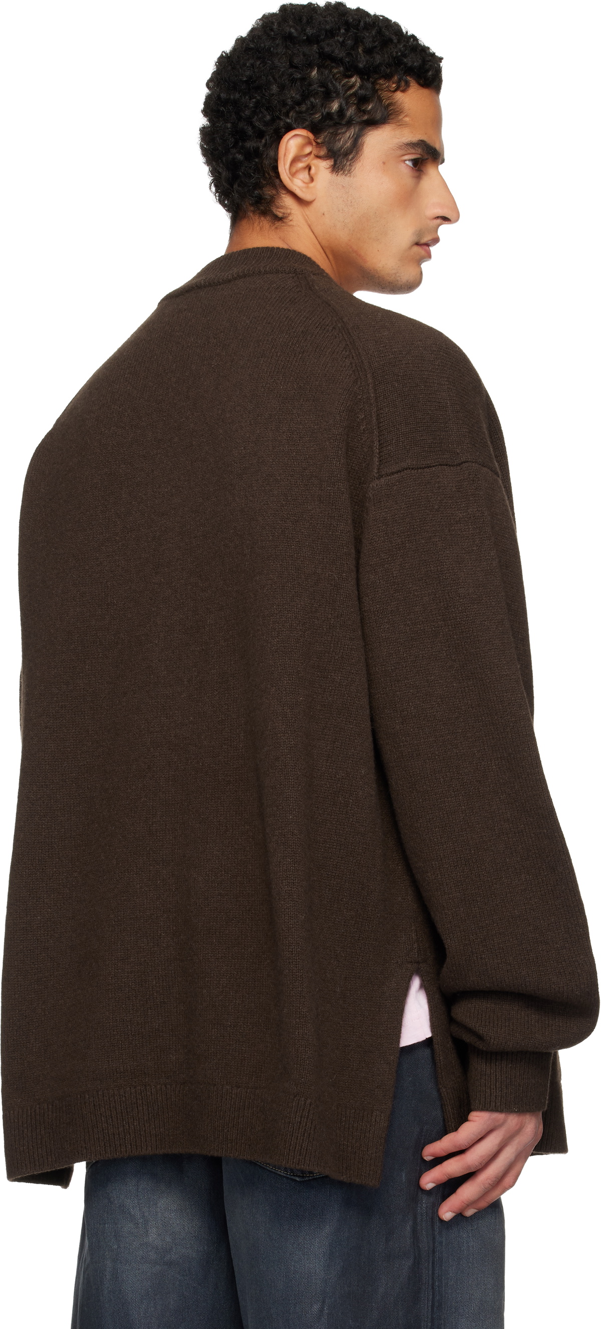 Acne Studios Brown Wool V-Neck Cardigan