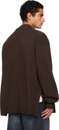 Acne Studios Brown Wool V-Neck Cardigan