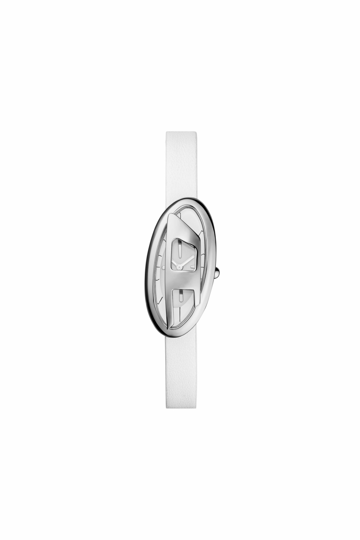 Diesel D-Era Two-Hand White Leather Watch - Timeframes Womens in White
