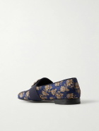 Manolo Blahnik - Carlton Crystal-Embellished Floral-Jacquard Loafers - Blue