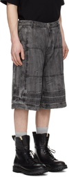 Juun.J Gray Washed Long Denim Shorts
