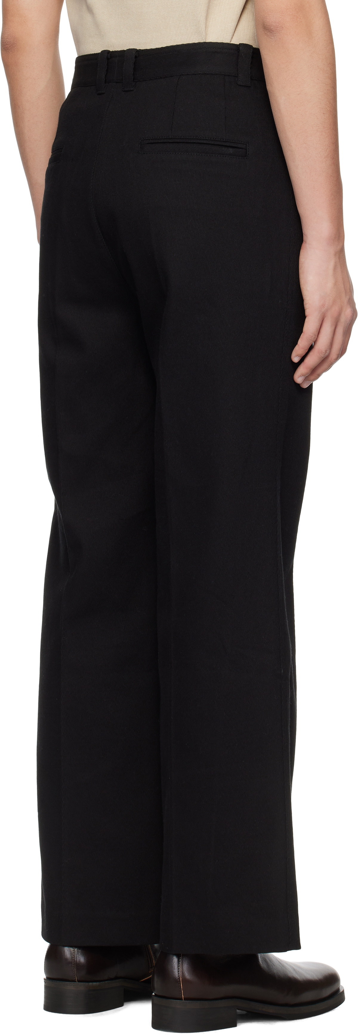 lesugiatelier Black Cotton Twill Trousers