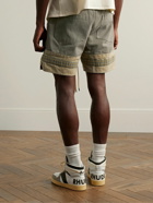 Rhude - Straight-Leg Logo-Appliquéd Striped Cotton-Canvas Drawstring Shorts - Green