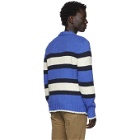 Officine Generale Blue and White Striped Ribbed Sweater
