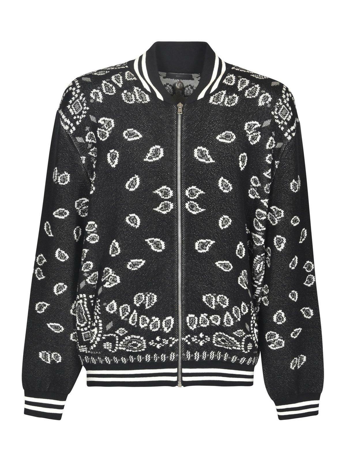 Alanui Paisley Intarsia Knited Zip-up Bomber Jacket