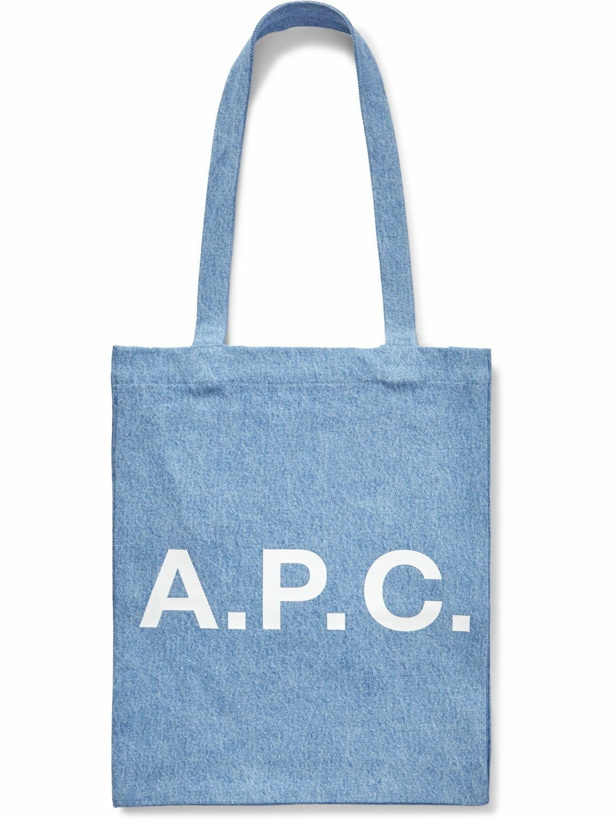 Photo: A.P.C. - Lou Logo-Print Denim Tote Bag