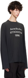 Acne Studios Black Printed Logo Long Sleeve T-shirt